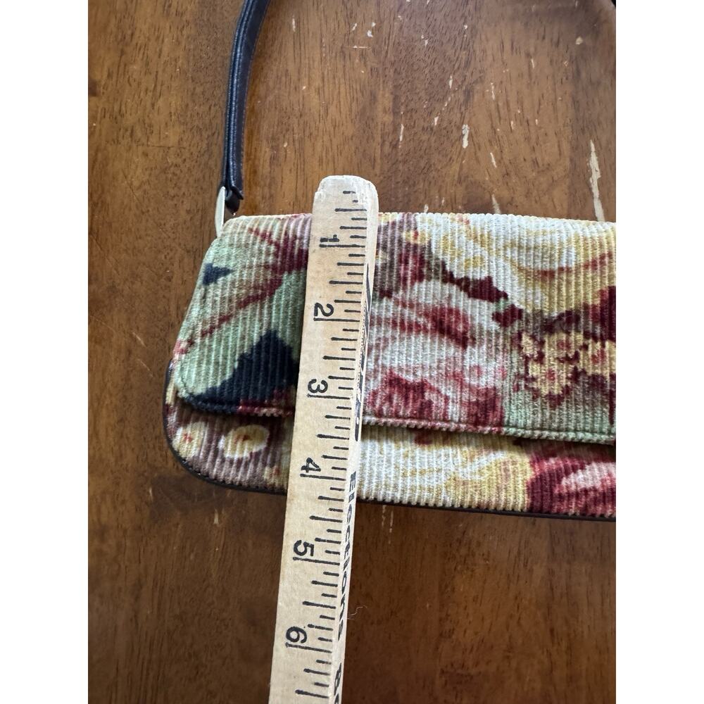 Vintage Y2K Liz Claiborne Floral Tapestry Corduroy Shoulder Bag Cottagecore - Picture 7 of 8